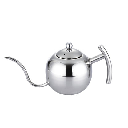 Hand Flush Pot Mocha Coffee Pot Stainless Steel Coffee Pot European Style Stainless Steel Teapot With Strainer, Capacity: 0.85L(Silver) by bashfashion