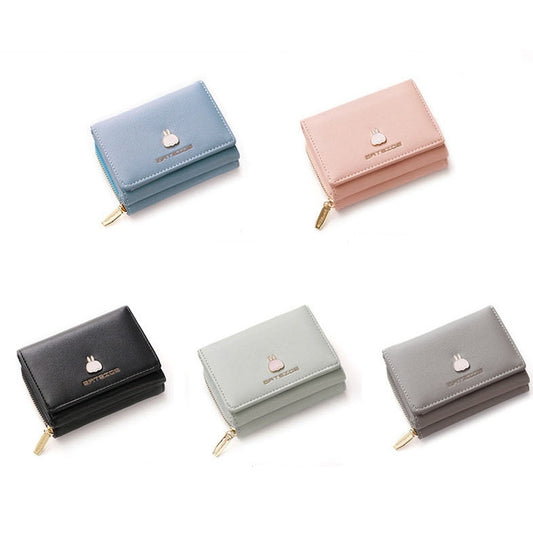 BATSIOE Square Ladies Wallet Tri-Fold Multi-Function Card Holder Zipper Cartoon Coin Purse(Grey) by BATSIOE