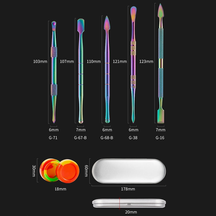 Nail Art Tool Set Smoke Cream Spoon Stainless Steel Steel Push Smoke Oil Spoon, Specification: 5 In 1 Silver by bashfashion