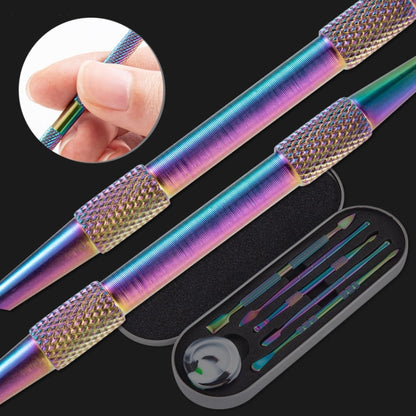 Nail Art Tool Set Smoke Cream Spoon Stainless Steel Steel Push Smoke Oil Spoon, Specification: 5 In 1 Silver by bashfashion