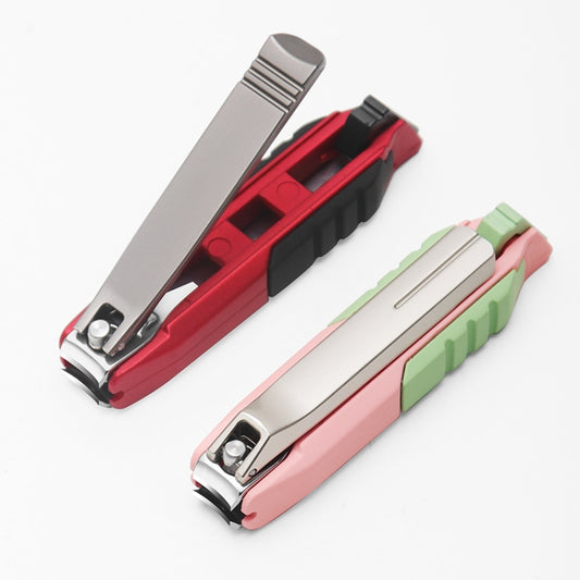 Anti-splash Nail Clippers Multifunctional Mobile Phone Holder Nail Clippers,Style: Pink +Iron Box by bashfashion
