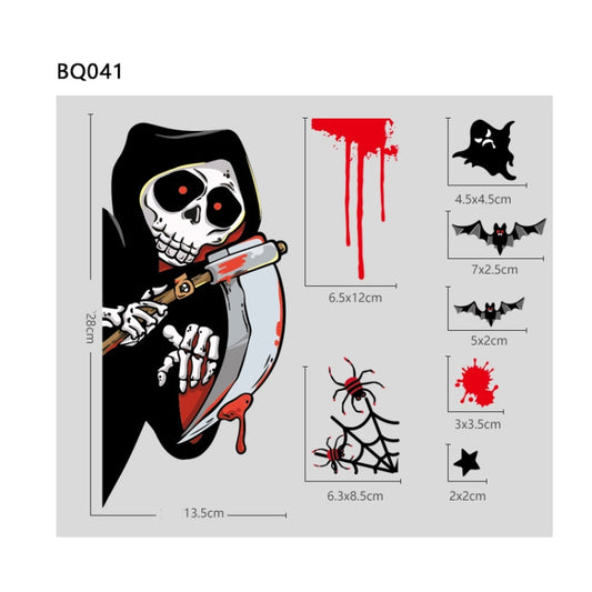 Halloween Decoration Stickers Pumpkin Lamp Spider Ghost Electrostatic Stickers,Style: BQ041-42-43-44 by bashfashion