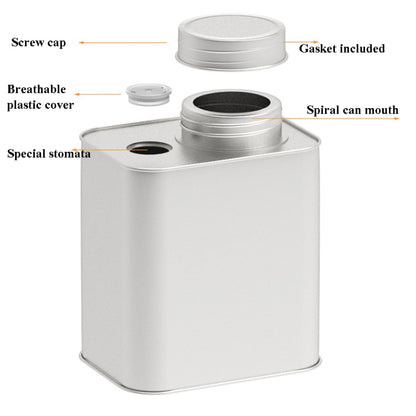 Square Tinplate Metal Sealed Cans Coffee Bean Powder Tin Cans, Specification: With Air Valve by bashfashion