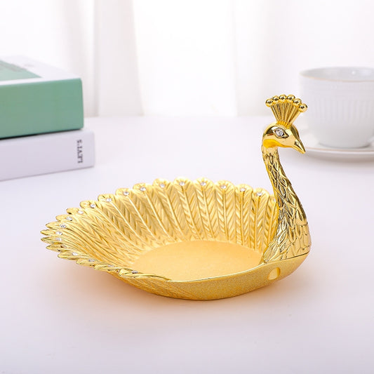 Metal Peacock Fruit Tray Home Living Room Candy And Snack Storage Tray(Gold) by bashfashion