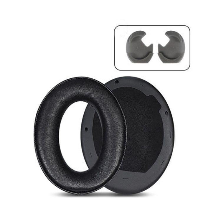 2 PCS Leather Headset Earmuffs for Sony 1000XM4 Black Lambskin No Snap by bashfashion