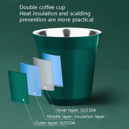 304 Stainless Steel Coffee Capsule Cup Double Insulation Coffee Cup, Style: Large Single Cup by bashfashion