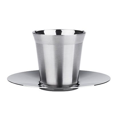 304 Stainless Steel Coffee Capsule Cup Double Insulation Coffee Cup, Style: Small Coffee Cup+Dish by bashfashion