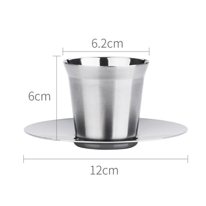 304 Stainless Steel Coffee Capsule Cup Double Insulation Coffee Cup, Style: Small Coffee Cup+Dish by bashfashion