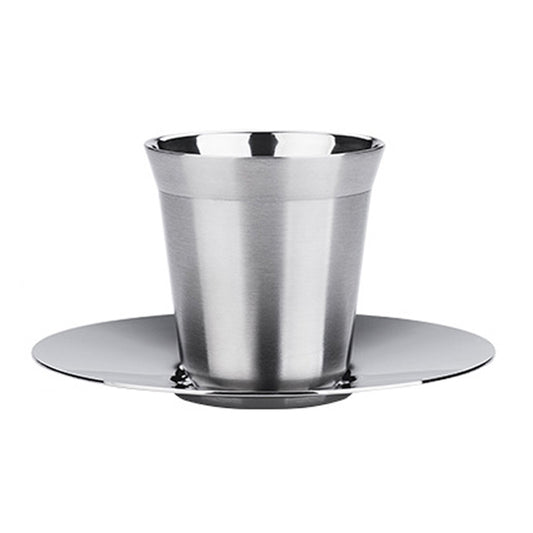 304 Stainless Steel Coffee Capsule Cup Double Insulation Coffee Cup, Style: Large Coffee Cup+Dish by bashfashion