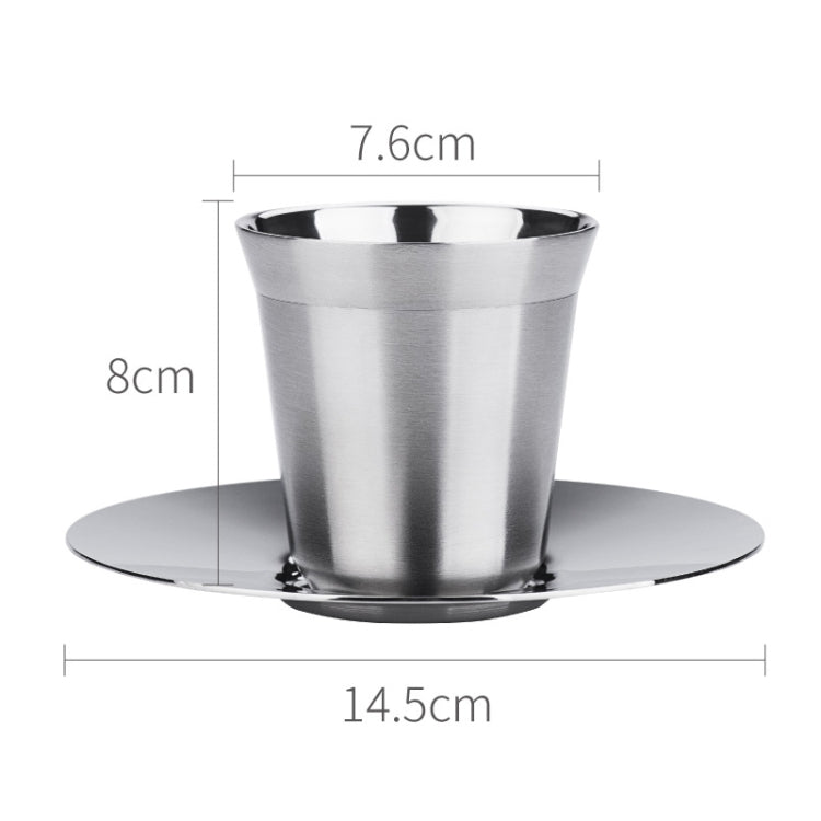 304 Stainless Steel Coffee Capsule Cup Double Insulation Coffee Cup, Style: Large Coffee Cup+Dish by bashfashion