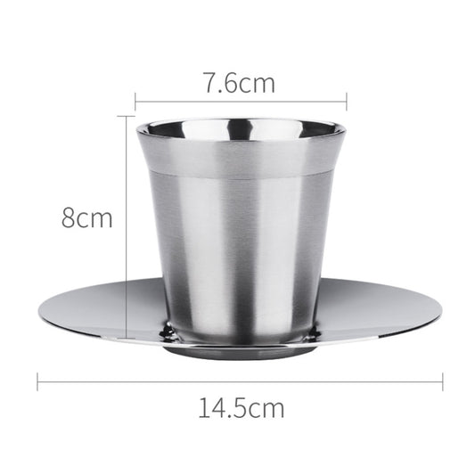 304 Stainless Steel Coffee Capsule Cup Double Insulation Coffee Cup, Style: Large Coffee Cup+Dish by bashfashion