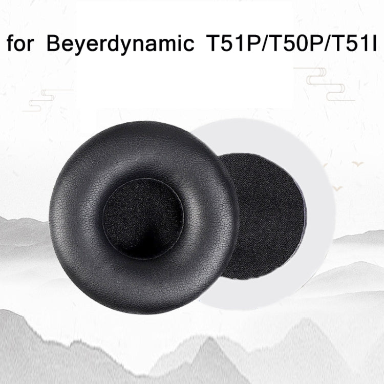 2pcs Protein Skin Sponge Earphone Cover For Beyerdynamic T51P/T50P/T51I(Black) by bashfashion