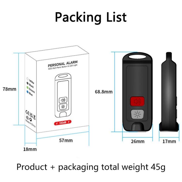 AF-2002 130dB Rechargeable Anti-Wolf Alarm Self-Defense Device With Distress Light(Blue) by bashfashion