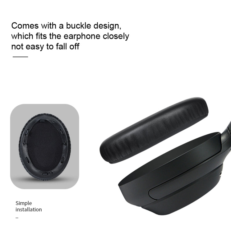 2pcs PU Leather Earpads For Sony WH-1000XM4, Color: Black+Buckle by bashfashion