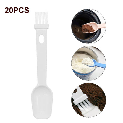 20 PCS Coffee Bean Grinder Spoon Grinder Cleaning Brush With Scale(White Handle White Hair) by bashfashion