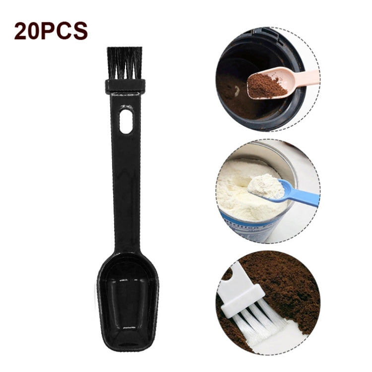 20 PCS Coffee Bean Grinder Spoon Grinder Cleaning Brush With Scale(Black Handle Black Hair) by bashfashion