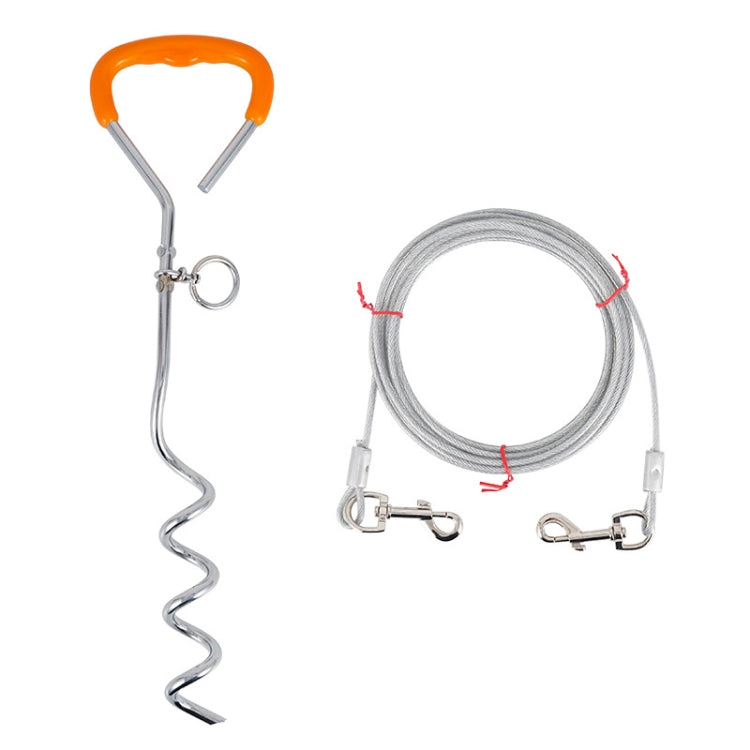 Outdoor Pet Leash Stainless Steel Ground Nail Fixing Bolt, Specification： Upgrade + Wire Rope by bashfashion