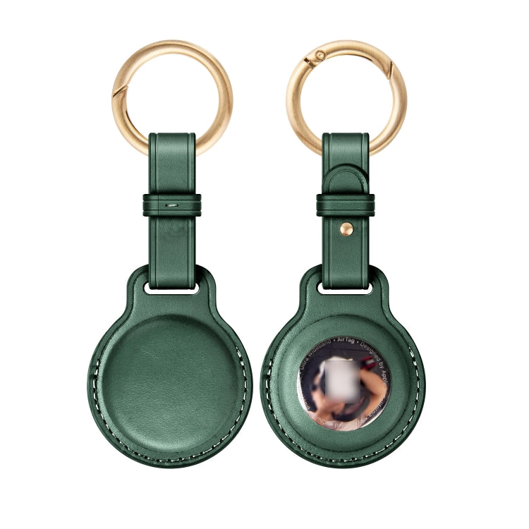 First Layer Cowhide Tracker Cover Pet Child Anti-lost Device Case for AirTag(Green) by bashfashion