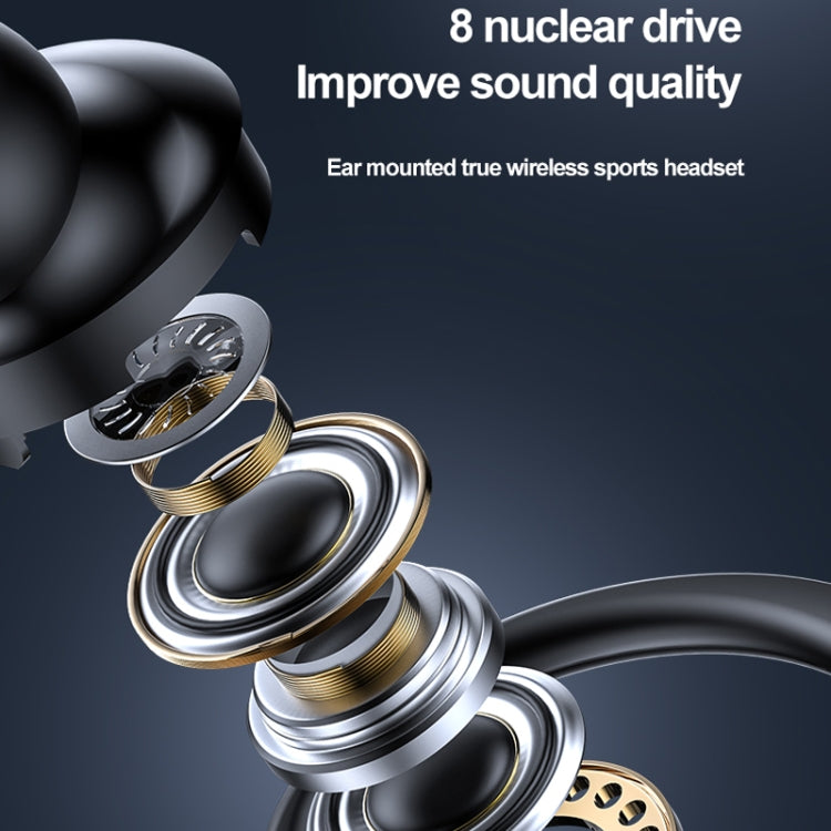 A1S Bluetooth Earphone Hanging Ear Incorporation True Sound Sports Single Ear Headset(White) by bashfashion