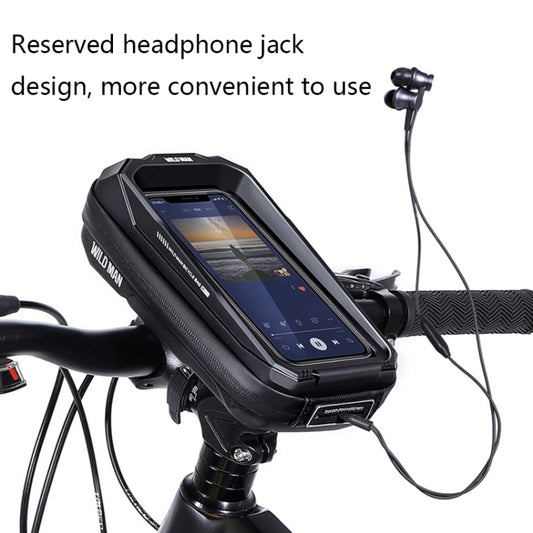 WILD MAN MS33 0.6L Mountain Bike Hard Shell Phone Touch Screen Handlebar Bag(Black) by WILD MAN