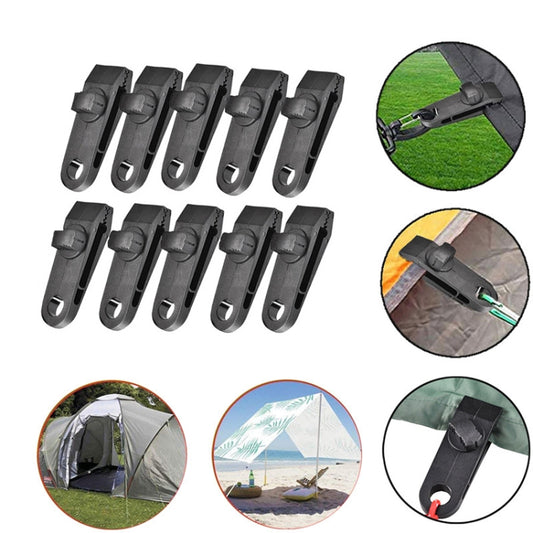 Windproof Canopy Fixed Tent Clip Rope Buckle Set 10 Clips+10 White Dot Ropes+10 Silver Buckles by bashfashion