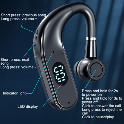 Bluetooth Business Hanging Ear Digital Display LED Sports Driving Headset(X5 Standard) by bashfashion