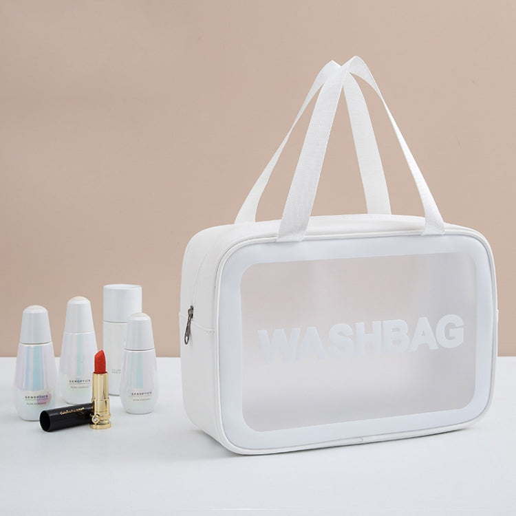 2 PCS Frosted Translucent Waterproof Storage Bag Cosmetic Bag Swimming Bag Wash Bag White L by bashfashion