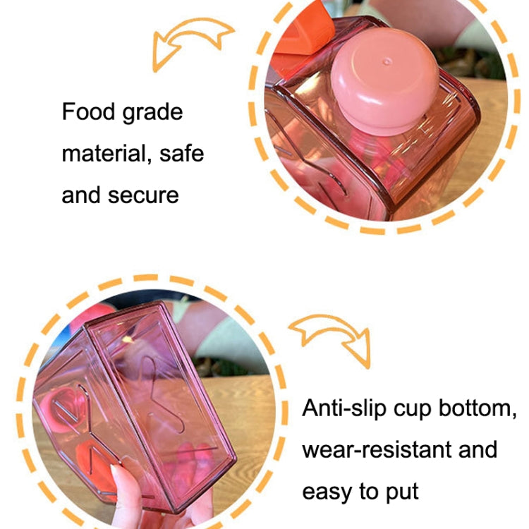 Square Fitness Sports Large Capacity Plastic Water Cup with Handle(Red) by bashfashion