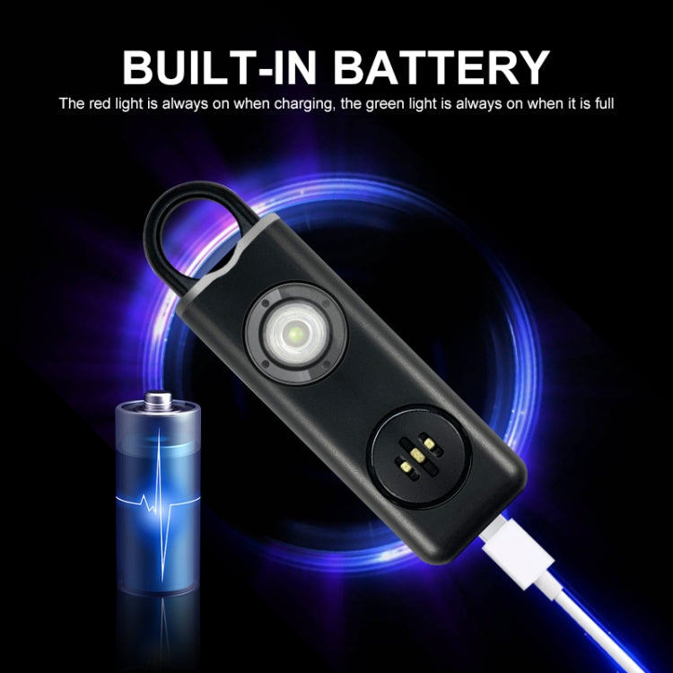 Anti-wolf Alarm Rechargeable Female Student Self-defense Keychain(White) by bashfashion