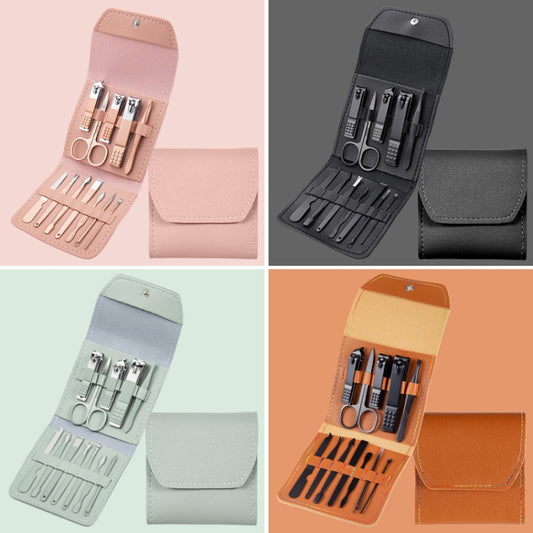 Nail Art Tool Set Nail Clippers Dead Skin Scissors Manicure Tool, Specification: 12 In 1 Coffee by bashfashion