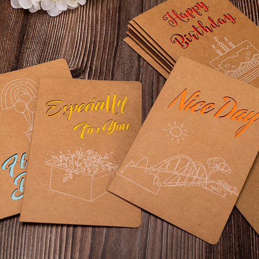 10 PCS Retro Hollow Kraft Blessing Card with Envelope(Happy Birthday) by bashfashion