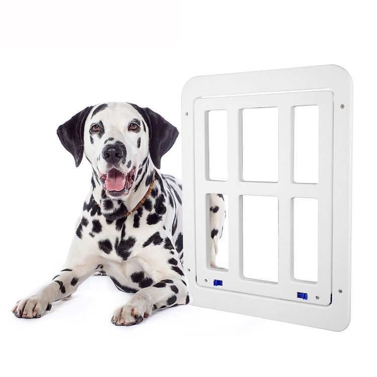 34cmx 44cm Pet Plaid Door For Screen Window Door Hole With Automatic Closure Lockable(White) by bashfashion