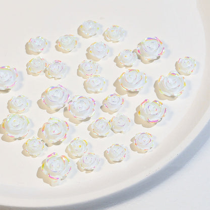 SP0473 30Pcs/Pack 3D Camellia Nail Art Decorative Rhinestones(Colorful White) by bashfashion