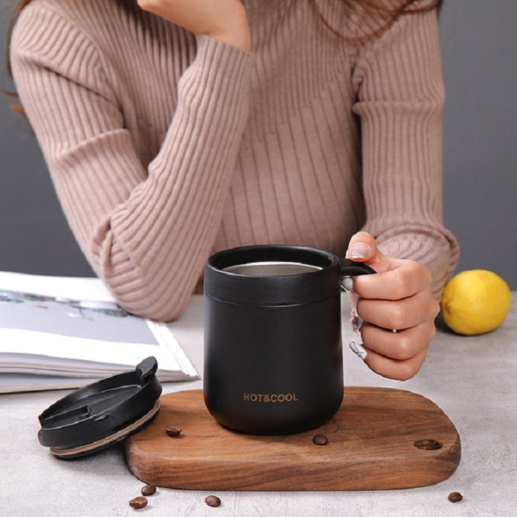 Round Bottom Flip Lid Office Cup Drinking Cup With Handle, Capacity: 500ml(Black) by bashfashion