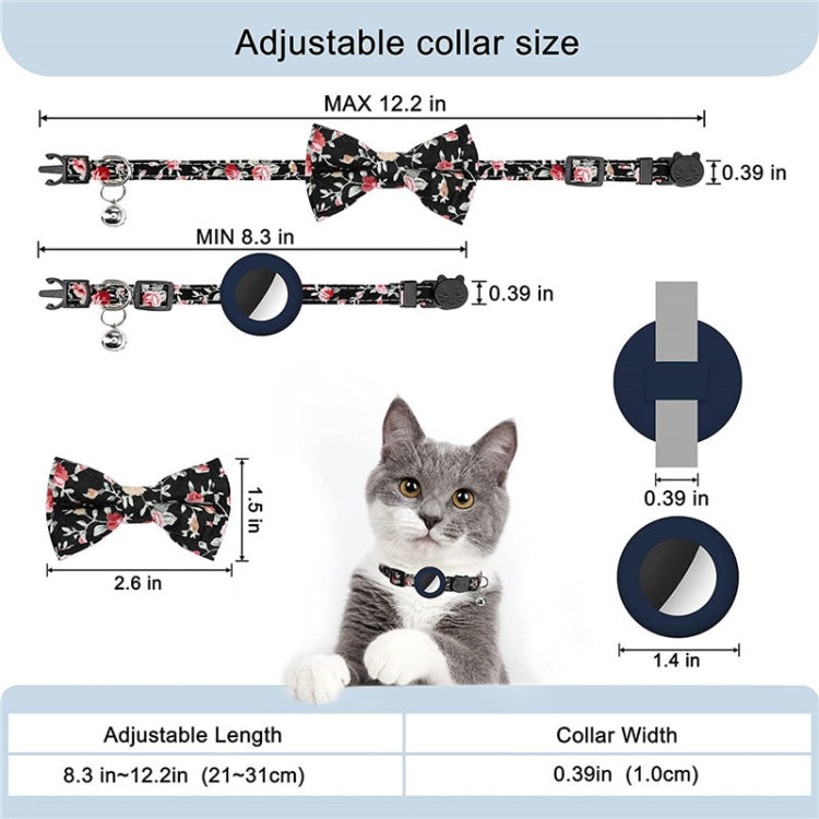 Anti-Lost Printed Bow Pet Collar with Bell for AirTag(Blue) by bashfashion