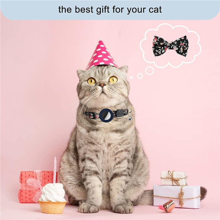 Anti-Lost Printed Bow Pet Collar with Bell for AirTag(Pink) by bashfashion