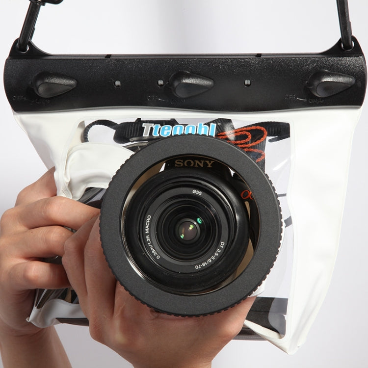 Tteoobl 20m Underwater Diving Camera Housing Case Pouch Camera Waterproof Dry Bag, Size: M(White) by Tteoobl