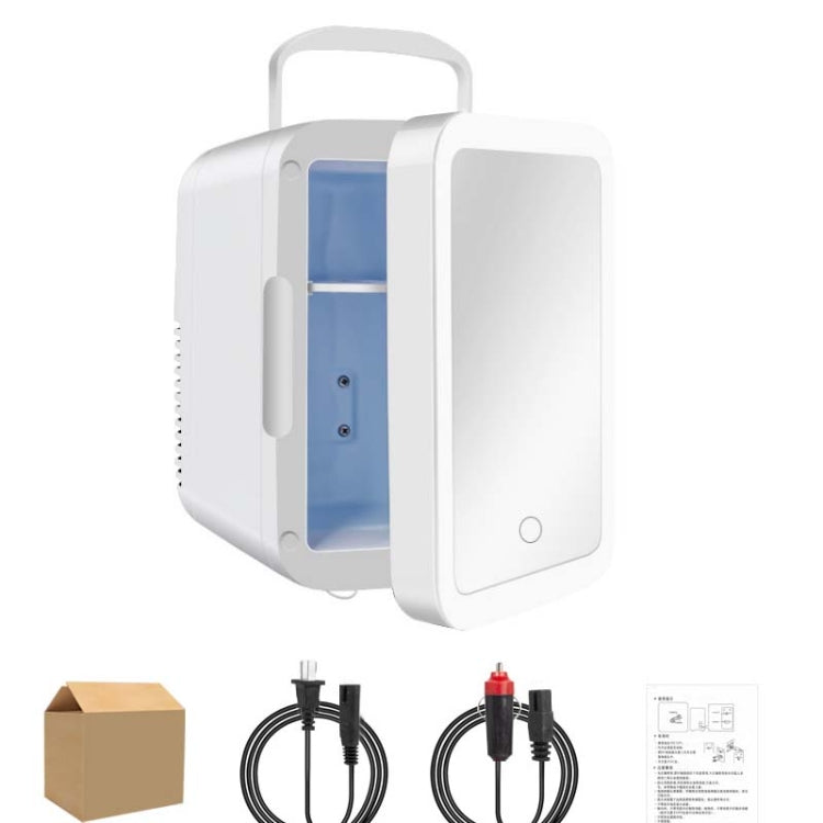 4L 45W Home Car Dual Purpose Refrigerator With Touch Light Makeup Mirror,CN Plug(White) by bashfashion