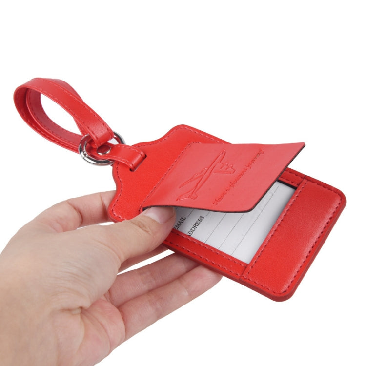PU Leather Luggage Tag Multifunctional Suitcase Identification Tag(Red) by bashfashion