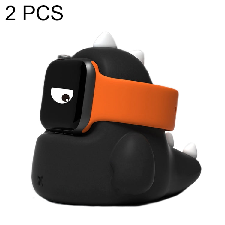2 PCS H003 Cute Dinosaur Shaped Silicone Charging Stand without Watch For Apple Watch(Black) by bashfashion