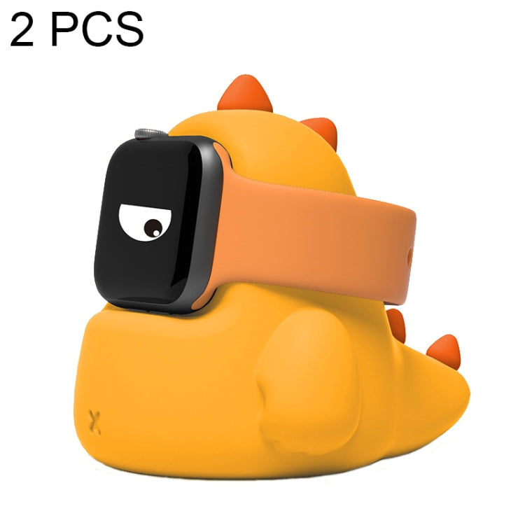 2 PCS H003 Cute Dinosaur Shaped Silicone Charging Stand without Watch For Apple Watch(Yellow) by bashfashion