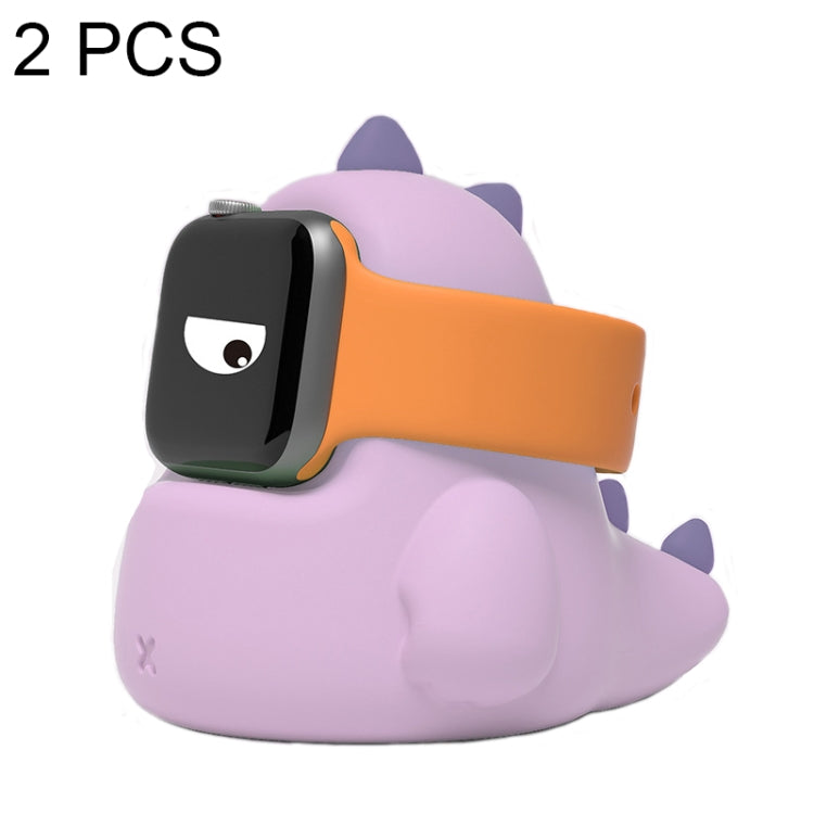 2 PCS H003 Cute Dinosaur Shaped Silicone Charging Stand without Watch For Apple Watch(Purple) by bashfashion