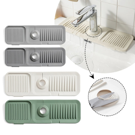 Faucet Silicone Draining Mat Anti-splash Kitchen Sink Non-slip Soap Mat, Size: Large(Ink Green) by bashfashion