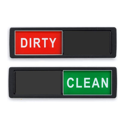 Dishwasher Magnet Clean Dirty Sign 2 Double-Sided Dishwasher Magnet Cover(Black) by bashfashion