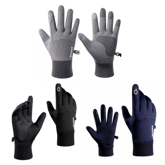 1 Pair With Velvet Waterproof Outdoor Cycling Cold and Wind-proof Warm Gloves, Size: One Size(Navy) by bashfashion