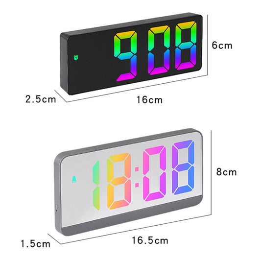 Colorful Fonts LED Electronic Alarm Clock Large Screen Clock(0725 Black Shell Black Surface D) by bashfashion