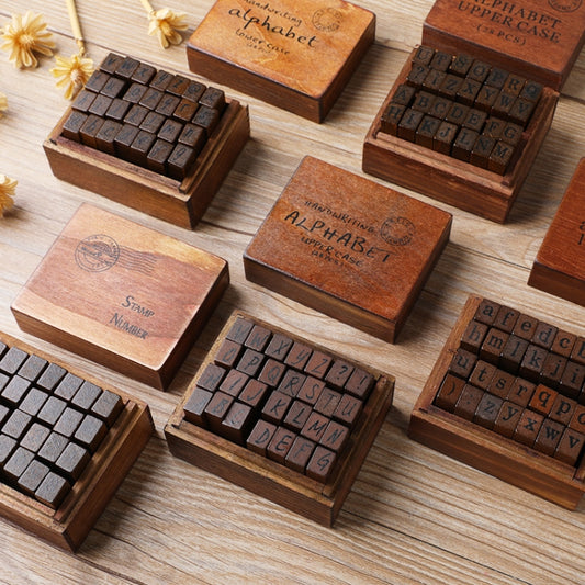E13 28PCS/Set Vintage Wooden Alphabet and Number Diary Handbook DIY Stamps(Regular Lowercase) by bashfashion