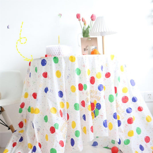 2pcs Birthday Party Disposable Tablecloth Decorations Photo Props 137 x 274cm(Colorful Wave Dot) by bashfashion