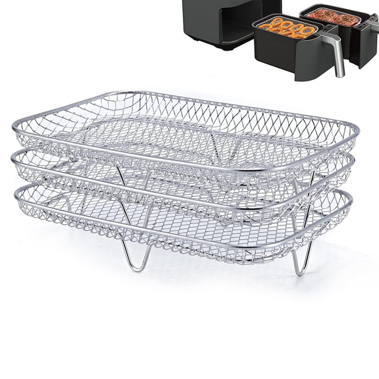 Air Fryer Accessories Three-Layer Steam Rack Stackable Dehydration Rack(Rectangle) by bashfashion
