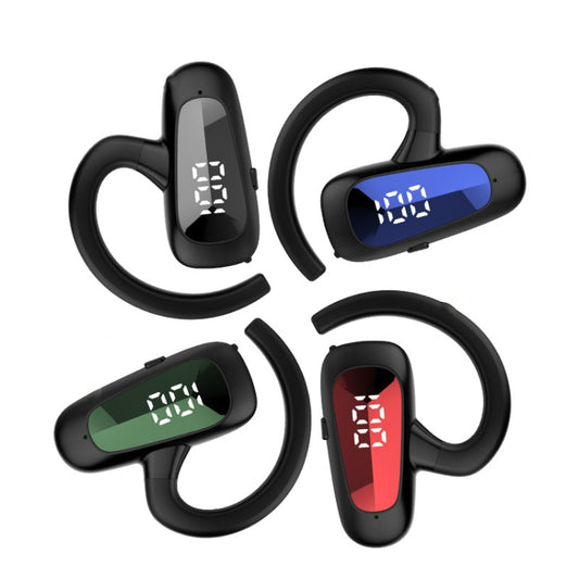 Bone Conduction Concepts Digital Display Stereo Bluetooth Earphones, Style: Single Ear(Black) by bashfashion